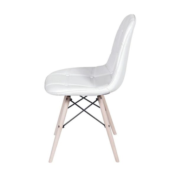 Cadeira Eames Eiffel Botone Base de Madeira Branca 1 UN OR Design